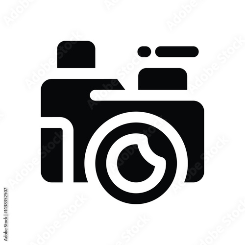 camera glyph icon. Strong and solid vector icon for websites, mobile interfaces, presentations, and visual branding. High quality and easy to edit.