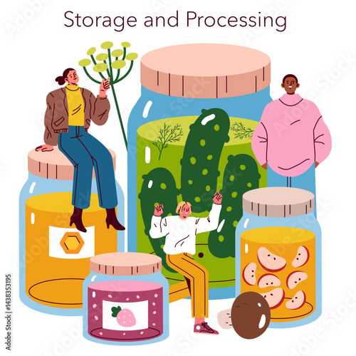 Self Sufficient Garden. Flat Vector Illustration
