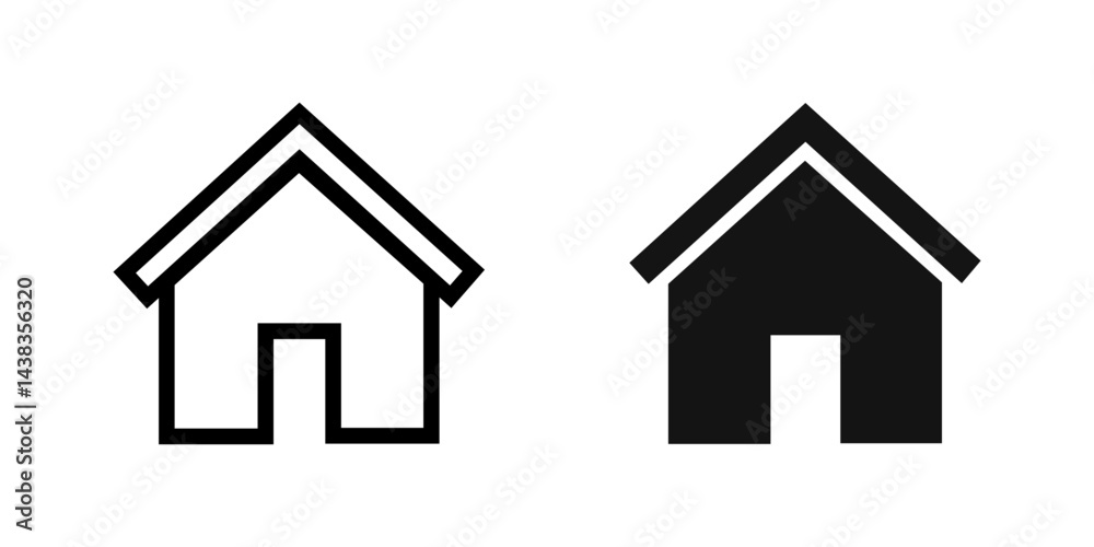 House icon, home sign, web home icon, flat design houses in outline and solid style