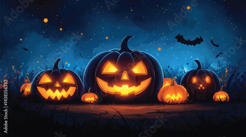 Pumpkin Faces Lighting the Dark Path.