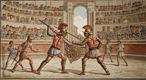 Wallpaper Mural Gladiator Fight Mosaic Artwork Torontodigital.ca