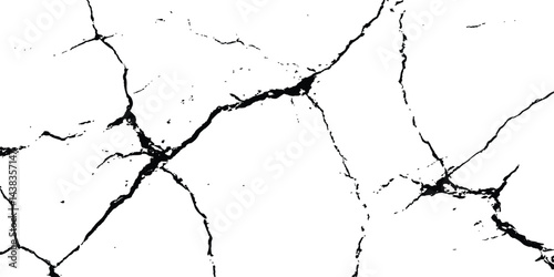 Black and white cracks illustration transparent white background. Black cracks on a white background. Cracks texture for design. Abstract illustration texture of cracks, chips