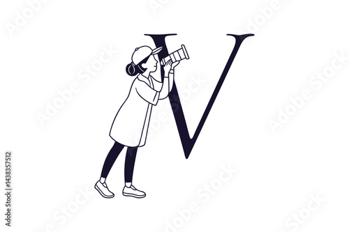 Photographer Capturing the Letter V