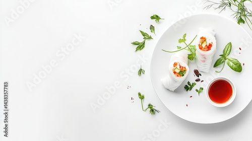 Fresh spring rolls on plate