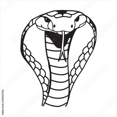Indian Cobra Snake in Defensive Hooded Pose