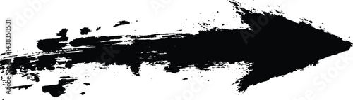 A bold black arrow created with brush strokes 
transparent white background. Black arrow marker isolated with a hand-drawn effect on a white background. Arrow marker isolated mark hand draw
