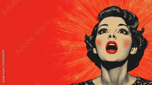Retro pop art woman shout sale loud bright