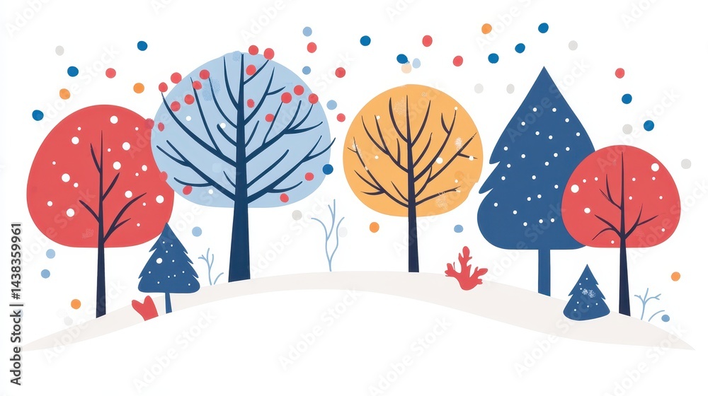 Winter Landscape with Colorful Trees