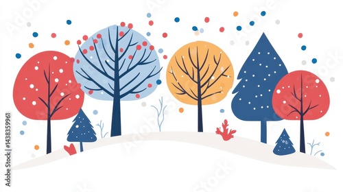 Obraz na płótnie Winter Landscape with Colorful Trees w salonie