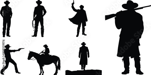 Cowboy Silhouette Collection | Western Rodeo and Wild West Vector Art