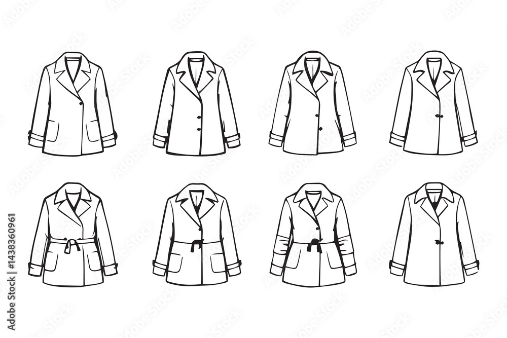 Trench coat line art Trench coat line art