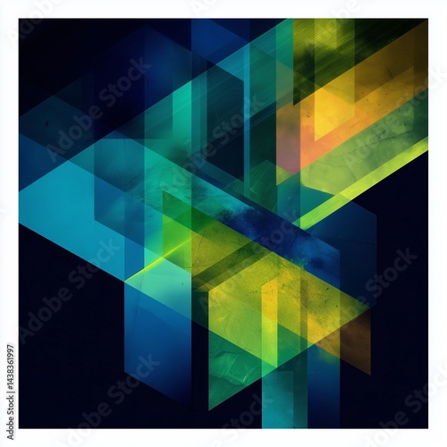 Vibrant abstract geometric shapes in harmonious composition. Ideal for modern design & creative projects. Bold and eye-catching.
