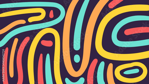 abstract background with colorful stripes. Fun colorful line doodle pattern. Creative minimalist style art background for children or trendy design with basic shapes. Simple childish scribble