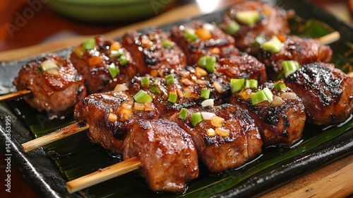 Delicious grilled meat skewers
