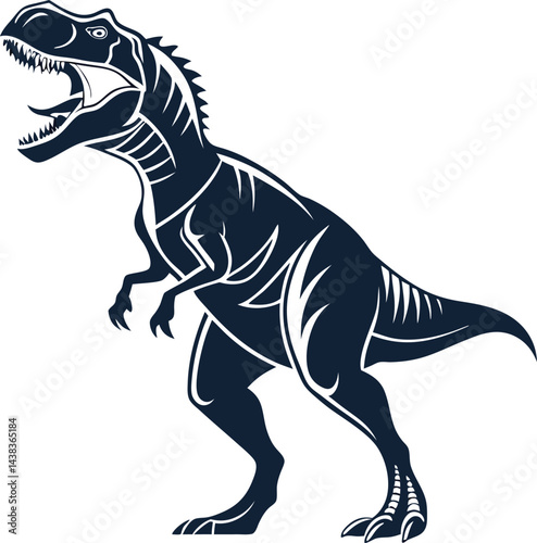 Tyrannosaurus rex dinosaur vector and Illustration of tyrannosaurus rex, black and white silhouette.