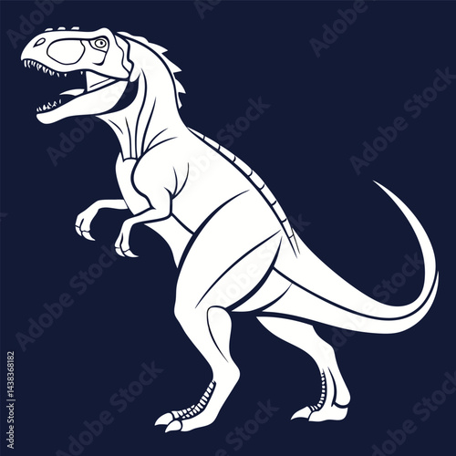 Tyrannosaurus rex dinosaur vector and Illustration of tyrannosaurus rex, black and white silhouette.