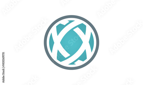 round abstract shape technology logo