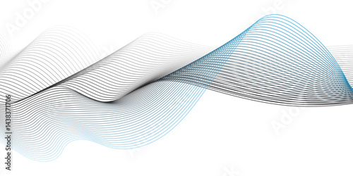 Abstract vector illustration with smooth black and gray curved lines creating wave patterns on a white background, with slight touches of light blue shading."
