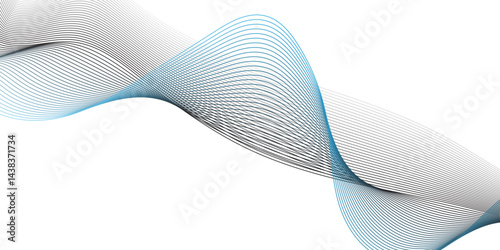 Abstract vector illustration with smooth black and gray curved lines creating wave patterns on a white background, with slight touches of light blue shading."
