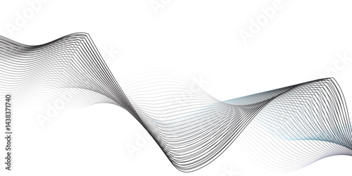 Abstract vector illustration with smooth black and gray curved lines creating wave patterns on a white background, with slight touches of light blue shading."
