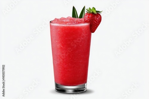 Wallpaper Mural Frozen red smoothie with strawberry and mint leaf served in clear glass placed on plain white background emphasizing icy texture healthy refreshment and fruit purity Torontodigital.ca