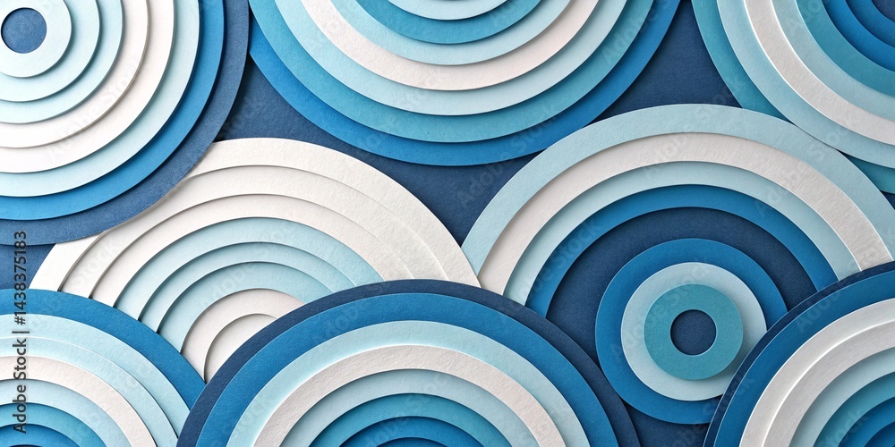 Abstract Blue and White Paper Cut Circles – Layered Illusion Design Abstract Blue and White Paper Cut Circles – Layered Illusion Design