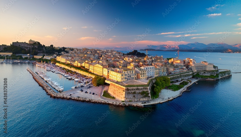 Obraz premium aerial view of kerkyra capital of corfu island greece