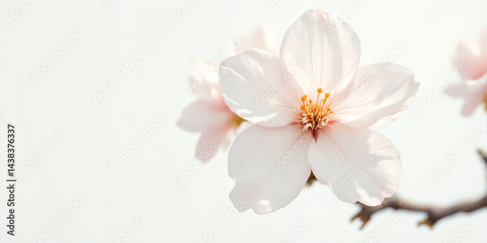 Cherry Blossom Branches: Delicate pink or white blossoms on slender, dark brown branches arranged against a clean, light-colored background. Cherry Blossom Branches: Delicate pink or white blossoms on slender, dark brown branches arranged against a clean, light-colored background.