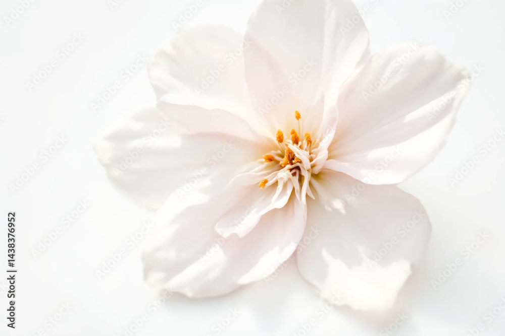 Obraz premium Cherry Blossom Branches: Delicate pink or white blossoms on slender, dark brown branches arranged against a clean, light-colored background. 