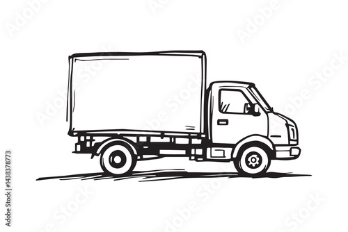 Delivery truck line art and black color