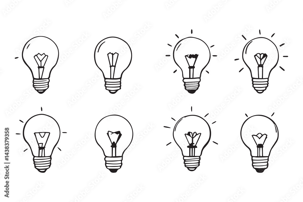 Lightbulb idea line art and black color Lightbulb idea line art and black color