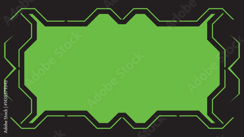 Futuristic frame and border with green screen background for copy space.