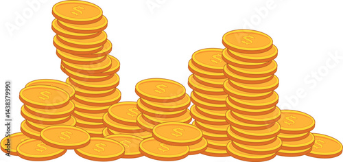 vector illustration of a stack of gold coins, suitable for finance, marketing, stocks and business world