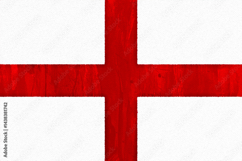 Obraz premium england Abstract depiction of a white background with a bold textured red cross symbolizing patriotism.