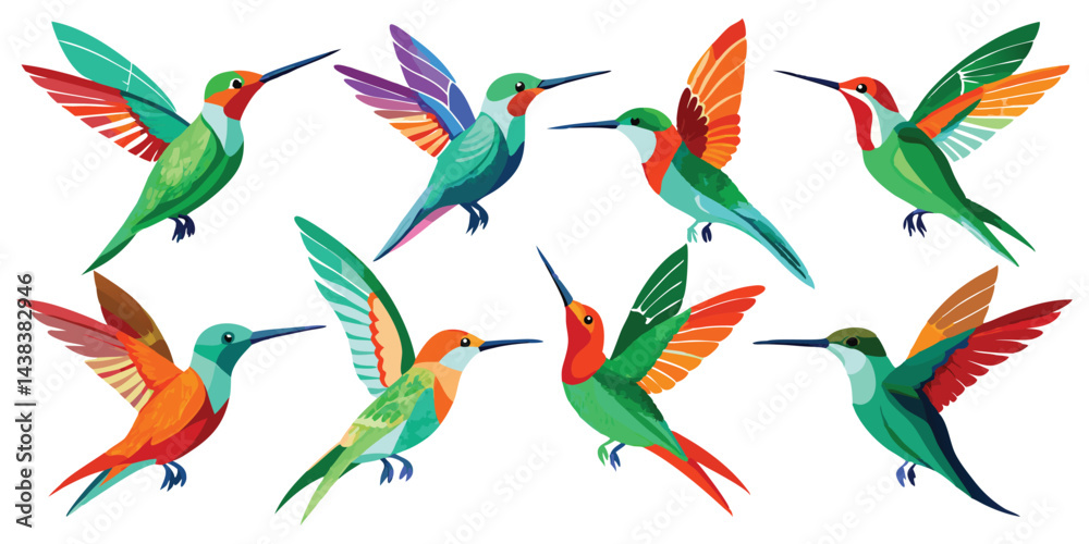 Fototapeta premium Watercolor Hummingbird on White Background