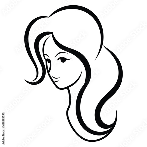 girl with long hair vector silhouette 