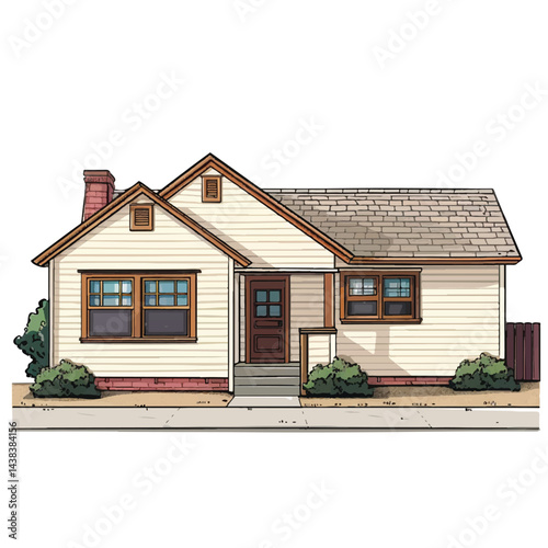 A cute house model of Ranch house vector illustration
