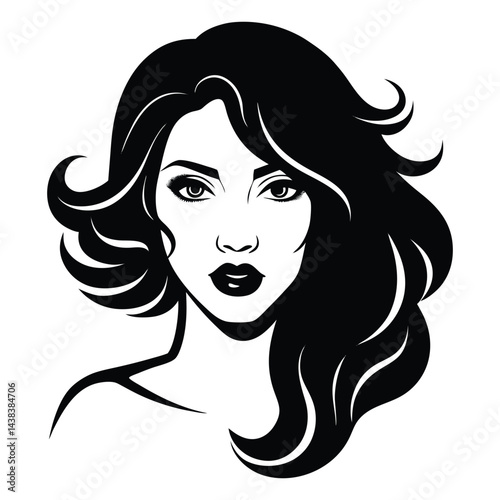 girl with long hair vector silhouette 
