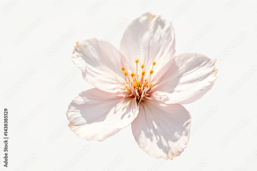 Obraz premium Cherry Blossom Branches: Delicate pink or white blossoms on slender, dark brown branches arranged against a clean, light-colored background. 