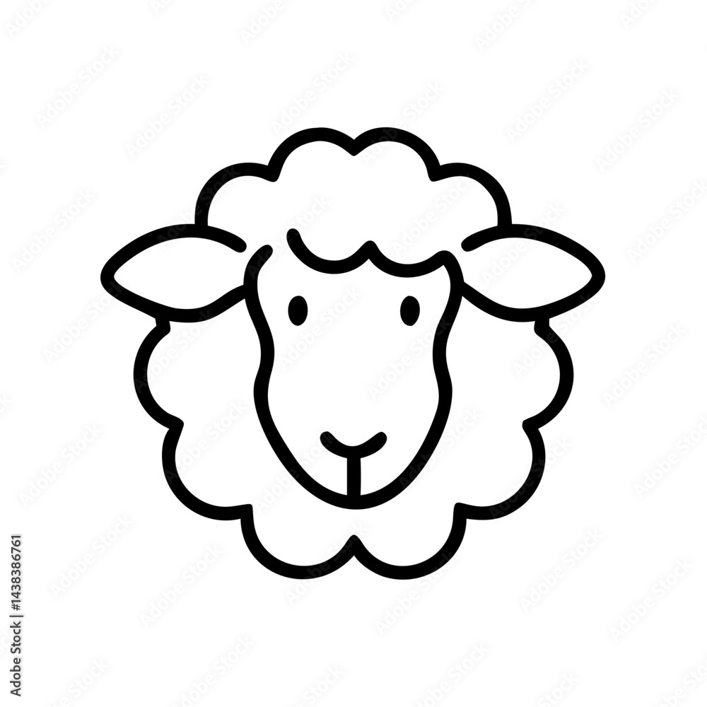 Line art drawing of a sheep Line art drawing of a sheep