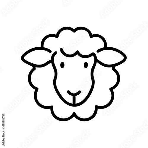 Line art drawing of a sheep