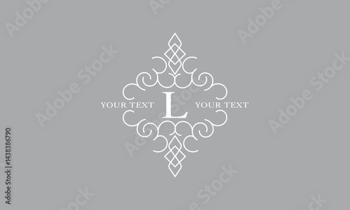 Luxury art deco classic linear logo with initial L. Vector monogram, frame, border, label for your logo, badge or emblem