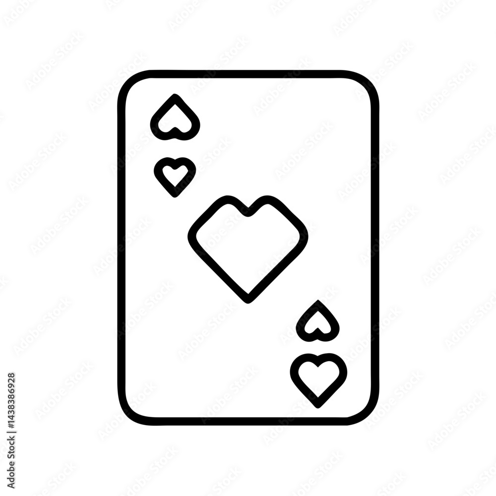 Playing card with heart symbols on white background Playing card with heart symbols on white background