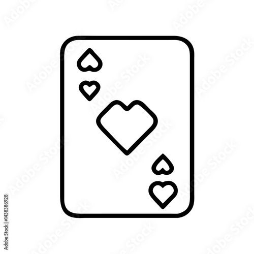 Playing card with heart symbols on white background