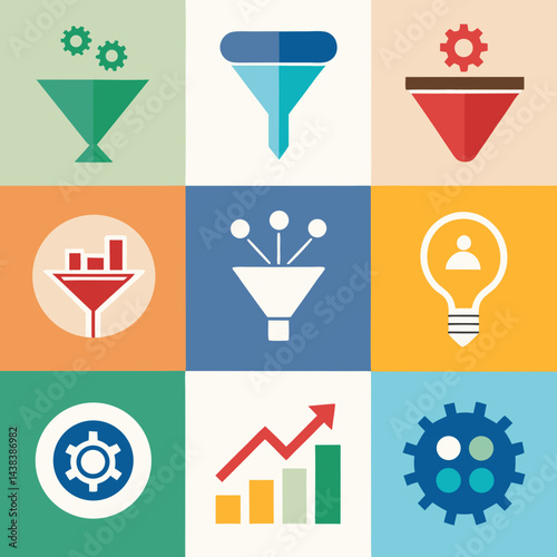 Scalable Funnel Icons for Business Branding and Marketing