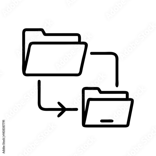 Folder icons representing data transfer on white background