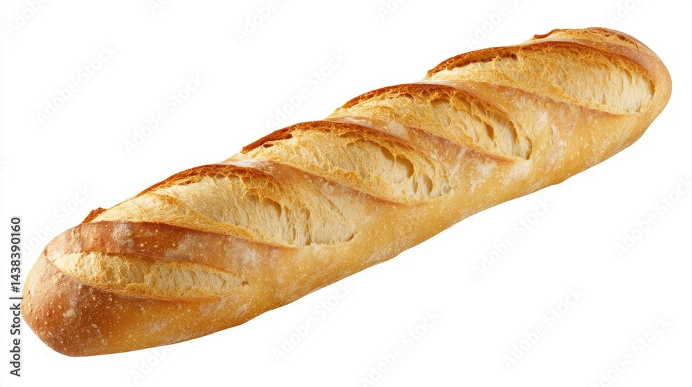 Freshly Baked French Baguette with Crisp Crust and Fluffy Interior Freshly Baked French Baguette with Crisp Crust and Fluffy Interior