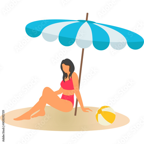 girl on beach vector 