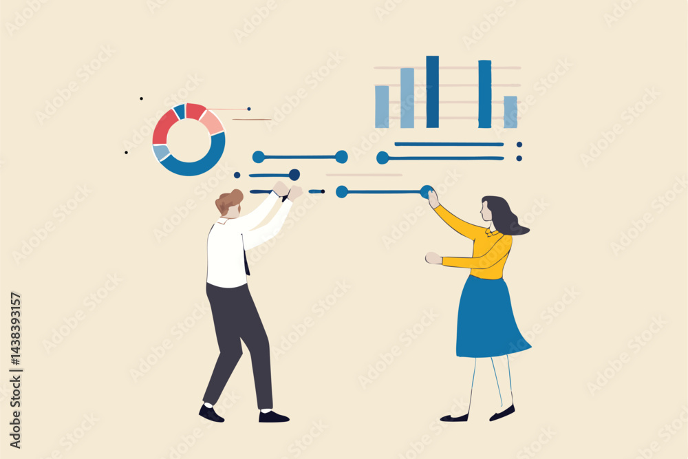 Control panel or slider for marketing campaign optimization, SEO or online service customization, application development concept, business people control slider bar interface to optimize system.