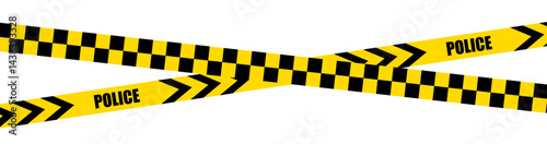 Warning tape with yellow and black diagonal stripes. Yellow and black caution tape border. Long danger ribbon. Warn stop seamless line.